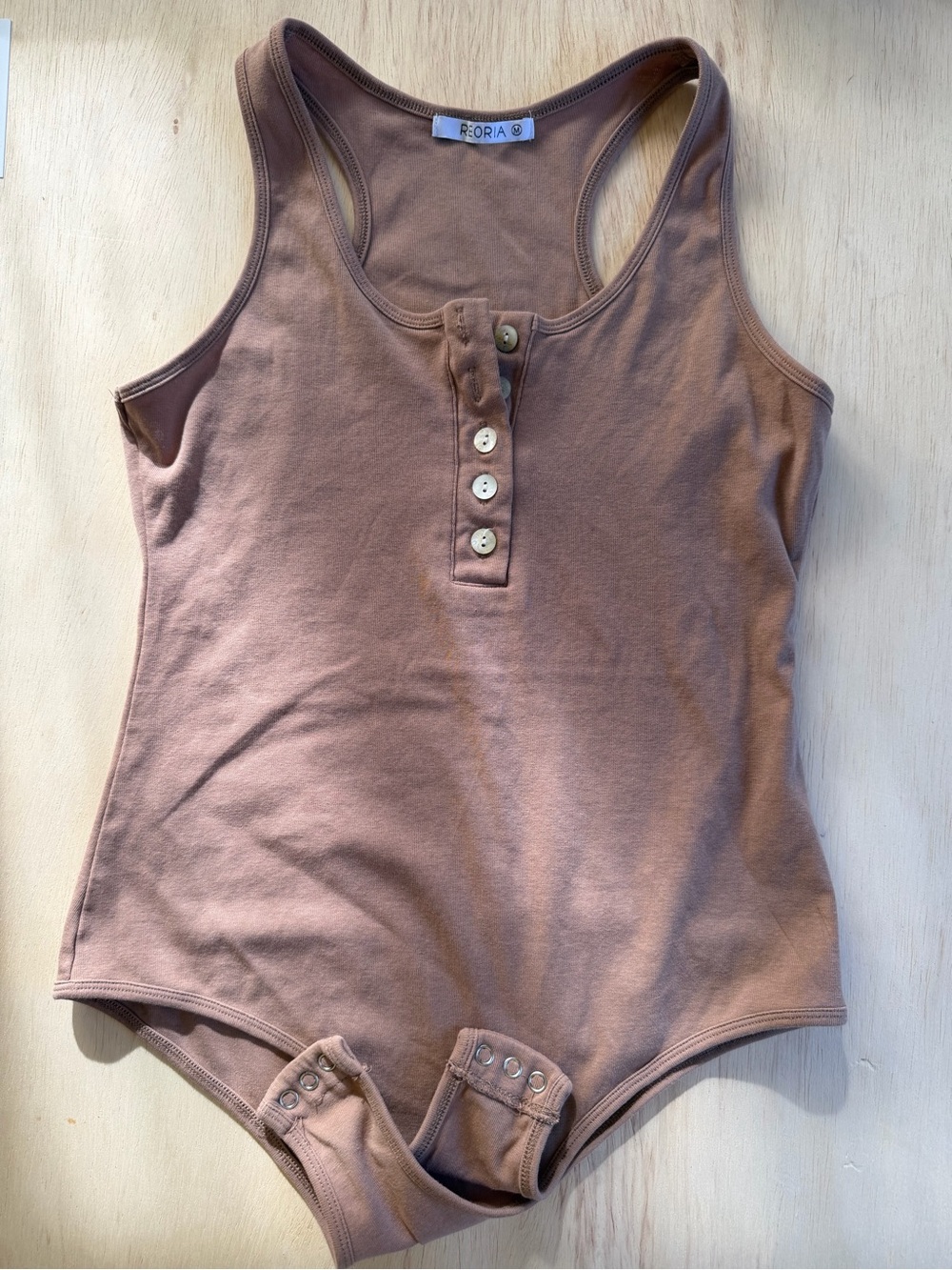 NWOT ReoRia Button-Front Racerback Tank in Warm Brown